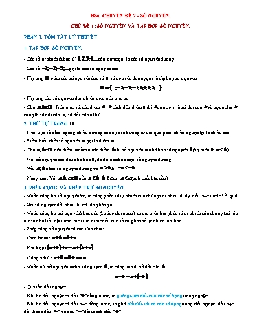 Chuyên đề HSG Toán đại 6 (Cánh diều) - Chuyên đề 7, Chủ đề 1: Số nguyên và tập hợp số nguyên Chuyên đề HSG Toán đại 6 (Cánh diều) - Chuyên đề 7, Chủ đề 1: Số nguyên và tập hợp số nguyên