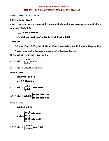 Chuyên đề HSG Toán đại 6 (Cánh diều) - Chuyên đề 9, Chủ đề 7: Bất đẳng thức liên quan đến phân số