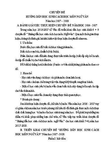 Chuyên đề Hướng dẫn học sinh cách học môn Ngữ văn