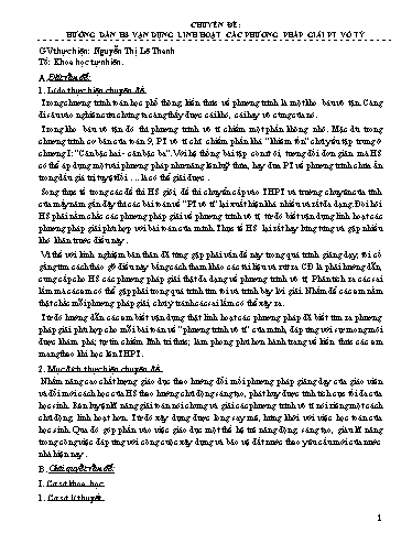 Chuyên đề Hướng dẫn học sinh vận dụng linh hoạt các phương pháp giải phương trình vô tỷ