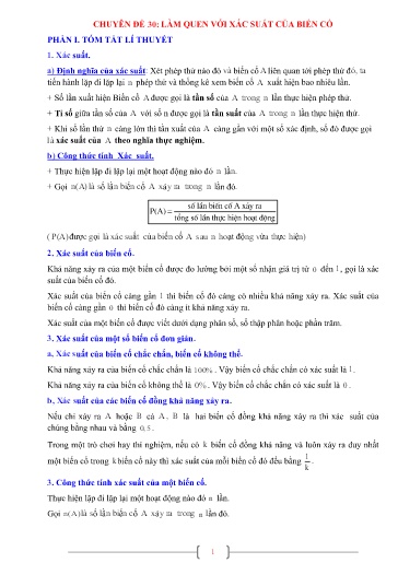 Chuyên đề Làm quen với xác suất của biến cố Toán 7