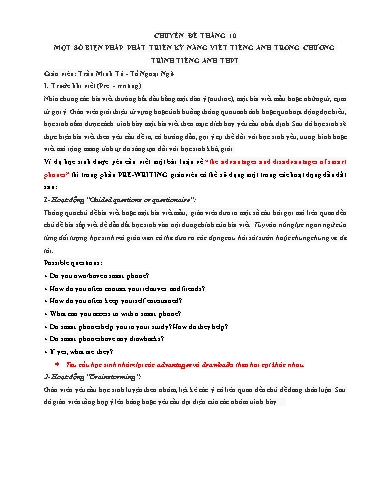 Chuyên đề Một số biện pháp phát triển kỹ năng viết tiếng Anh trong chương trình tiếng Anh THPT