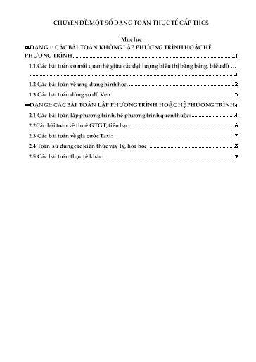 Chuyên đề Một số dạng toán thực tế cấp THCS