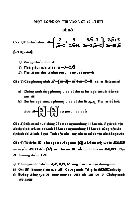 Chuyên đề Một số đề ôn thi vào Lớp 10 THPT - Bồi dưỡng HSG Toán 9 Chuyên đề Một số đề ôn thi vào Lớp 10 THPT - Bồi dưỡng HSG Toán 9