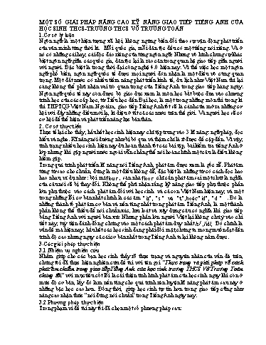 Chuyên đề Một số giải pháp nâng cao kỹ năng giao tiếp tiếng Anh của học sinh trường THCS Võ Trường Toản