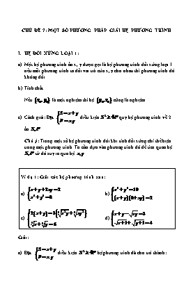 Chuyên đề Một số phương pháp giải hệ phương trình - Bồi dưỡng HSG Toán 9
