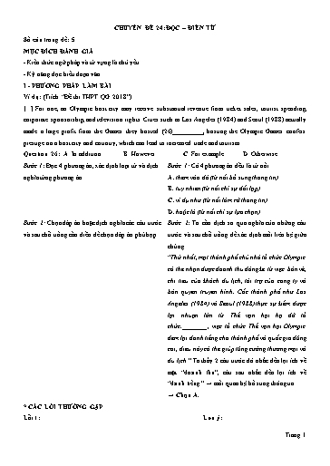Chuyên đề ngữ pháp - Chuyên đề 24: Đọc, điền từ (Lý thuyết và bài tập)