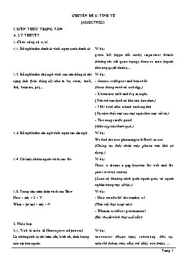 Chuyên đề ngữ pháp - Chuyên đề 5: Tính từ (Lý thuyết và bài tập)