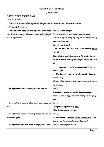 Chuyên đề ngữ pháp - Chuyên đề 6: Trạng từ (Lý thuyết và bài tập)