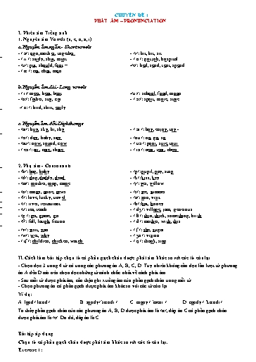 Chuyên đề Ngữ pháp tiếng Anh - Chuyên đề 1: Phát âm (Pronunciation)