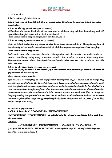Chuyên đề Ngữ pháp tiếng Anh - Chuyên đề 17: Liên từ (Conjunctions)