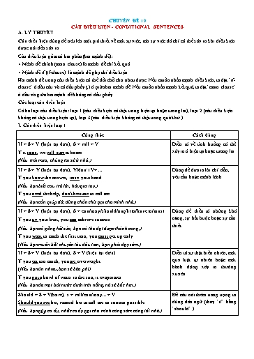 Chuyên đề Ngữ pháp tiếng Anh - Chuyên đề 19: Câu điều kiện (Conditional sentences)