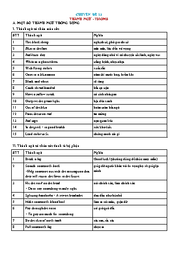 Chuyên đề Ngữ pháp tiếng Anh - Chuyên đề 23: Thành ngữ (Idioms)