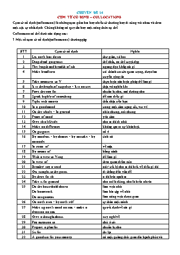 Chuyên đề Ngữ pháp tiếng Anh - Chuyên đề 24: Cụm từ cố định (Collocations)