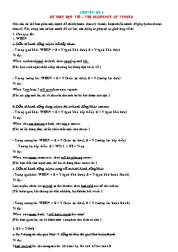 Chuyên đề Ngữ pháp tiếng Anh - Chuyên đề 4: Sự phối hợp thì (The sequence of tenses)