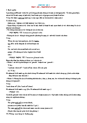 Chuyên đề Ngữ pháp tiếng Anh - Chuyên đề 7: Cụm động từ (Phrasal verbs)