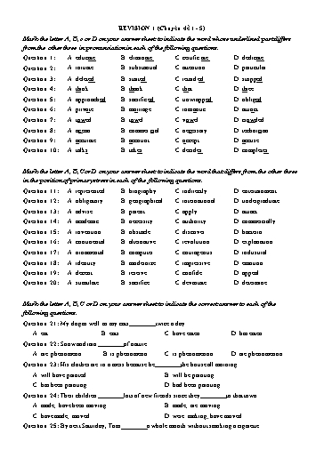 Chuyên đề Ngữ pháp tiếng Anh - Revision 1 (Chuyên đề 1-5)