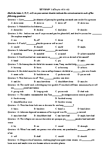 Chuyên đề Ngữ pháp tiếng Anh - Revision 2 (Chuyên đề 6-10)