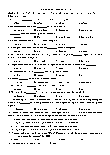 Chuyên đề Ngữ pháp tiếng Anh - Revision 4 (Chuyên đề 13-17)