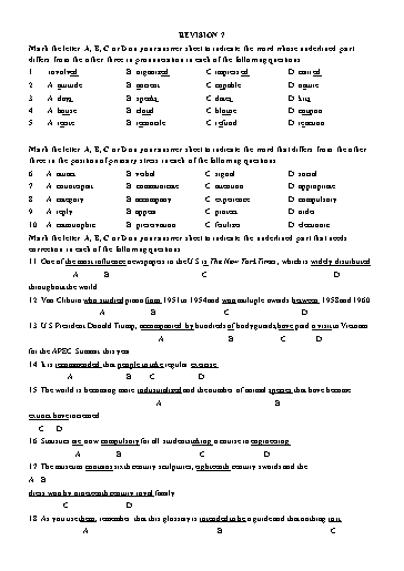 Chuyên đề Ngữ pháp tiếng Anh - Revision 7