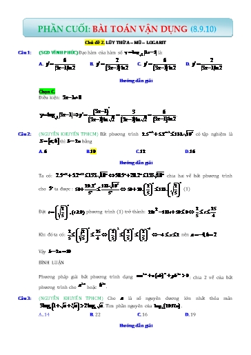 Chuyên đề Ôn thi THPT Toán 12 - Chủ đề 2: Lũy thừa, mũ, logarit (Vận dụng cao)