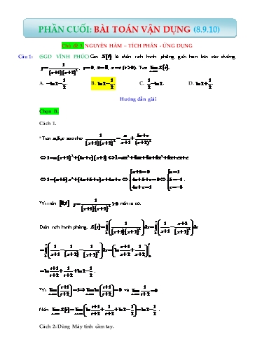 Chuyên đề Ôn thi THPT Toán 12 - Chủ đề 3: Nguyên hàm, tích phân, ứng dụng (Vận dụng cao)