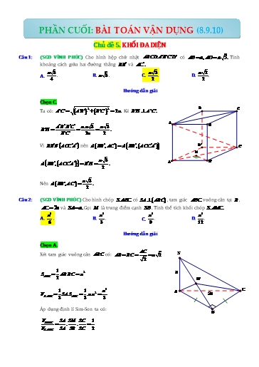 Chuyên đề Ôn thi THPT Toán 12 - Chủ đề 5: Khối đa diện (Vận dụng cao)