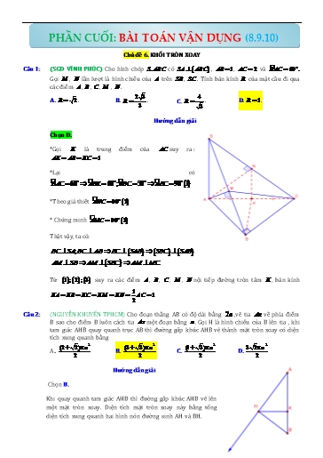 Chuyên đề Ôn thi THPT Toán 12 - Chủ đề 6: Khối tròn xoay (Vận dụng cao)