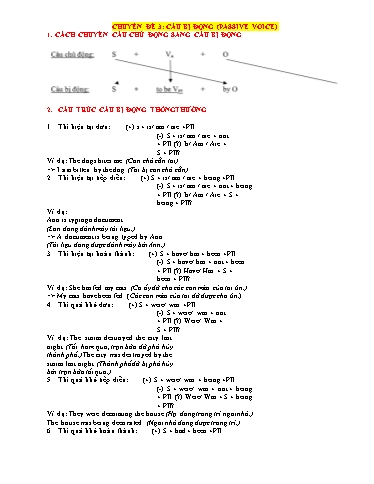 Chuyên đề Ôn thi vào Lớp 10 - Chuyên đề 3: Câu bị động