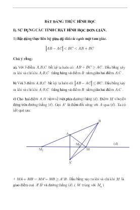 Chuyên đề Ôn thi vào lớp 10 môn Toán - Bất đẳng thức và cực trị hình học