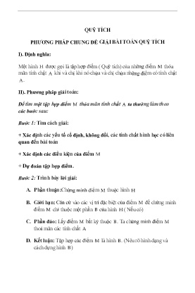 Chuyên đề Ôn thi vào lớp 10 môn Toán - Quỹ tích