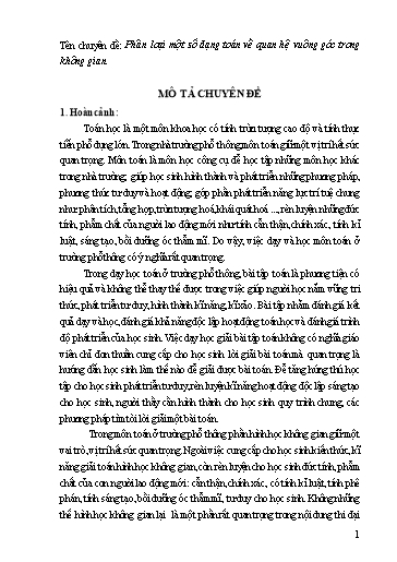 Chuyên đề Phân loại một số dạng toán về quan hệ vuông góc trong không gian - Toán học 11