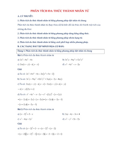 Chuyên đề Phân tích đa thức thành nhân tử Toán Lớp 8