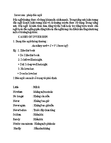 Chuyên đề Phép đảo ngữ (Inversion)