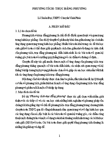 Chuyên đề Phương tích, trục đẳng phương 2 - Bồi dưỡng HSG Toán hình THCS Chuyên đề Phương tích, trục đẳng phương 2 - Bồi dưỡng HSG Toán hình THCS