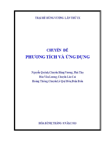 Chuyên đề Phương tích, trục đẳng phương 4 - Bồi dưỡng HSG Toán hình THCS Chuyên đề Phương tích, trục đẳng phương 4 - Bồi dưỡng HSG Toán hình THCS