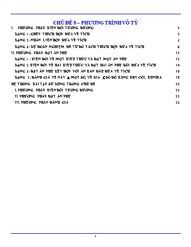 Chuyên đề Phương trình vô tỷ - Toán 9