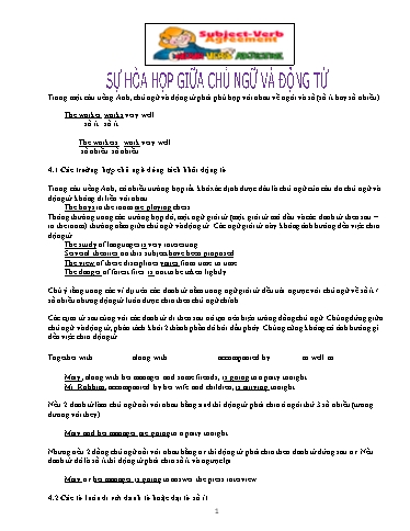 Chuyên đề Sinh hoạt chuyên môn - Sự hòa hợp giữa chủ ngữ và động từ