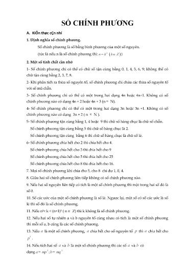 Chuyên đề Số chính phương - Bồi dưỡng HSG Toán THCS