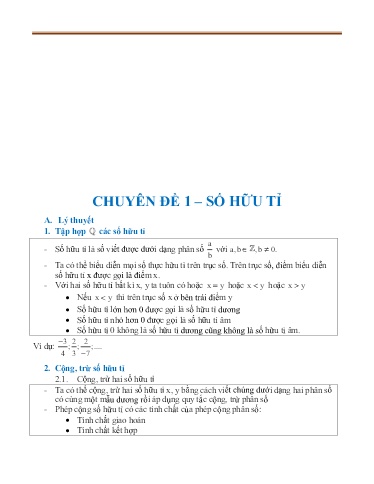 Chuyên đề Số hữu tỉ - Toán 7 (Học kì I)