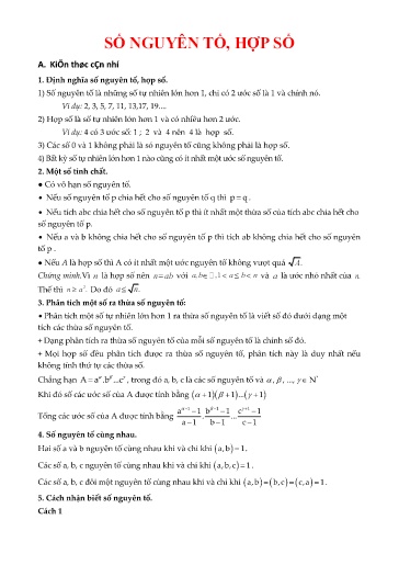 Chuyên đề Số nguyên tố, hợp số - Bồi dưỡng HSG Toán THCS