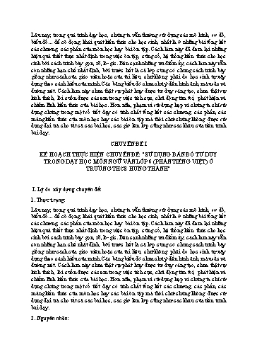 Chuyên đề Sử dụng bản đồ tư duy trong dạy học môn Ngữ văn Lớp 6 (Phần tiếng Việt) ở trường THCS Hưng Thành