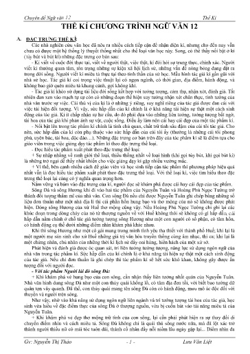 Chuyên đề Thể kí - Ngữ Văn Lớp 12