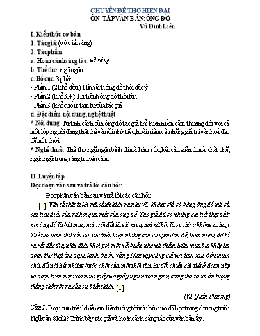 Chuyên đề Thơ hiện đại - Ngữ văn 8 Chuyên đề Thơ hiện đại - Ngữ văn 8