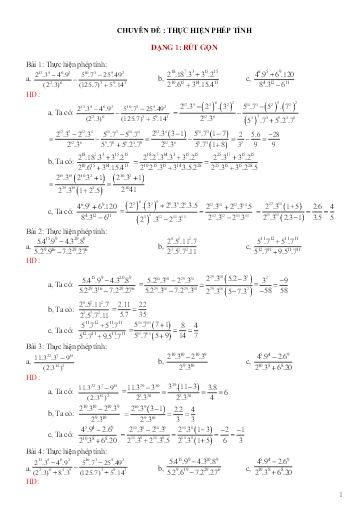 Chuyên đề Thực hiện phép tính - Bồi dưỡng học sinh giỏi Toán 7 Chuyên đề Thực hiện phép tính - Bồi dưỡng học sinh giỏi Toán 7