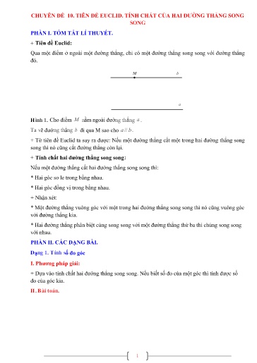 Chuyên đề Tiên đề Euclid, tính chất của hai đường thẳng song song Toán 7