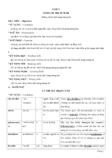 Chuyên đề Tiếng Anh 11 - Unit 9: Cities of the future Chuyên đề Tiếng Anh 11 - Unit 9: Cities of the future
