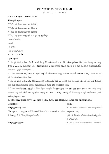 Chuyên đề Tiếng Anh 12 - Phần 3, Chuyên đề 15: Thức giả định - Ôn thi THPT Quốc gia