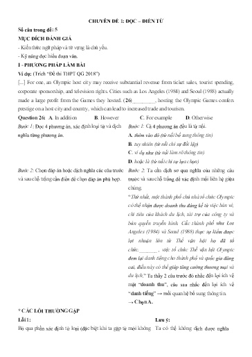 Chuyên đề Tiếng Anh 12 - Phần 4, Chuyên đề 1: Đọc-Điền từ - Ôn thi THPT Quốc gia