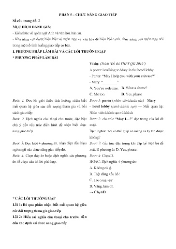 Chuyên đề Tiếng Anh 12 - Phần 5, Chuyên đề: Chức năng giao tiếp - Ôn thi THPT Quốc gia